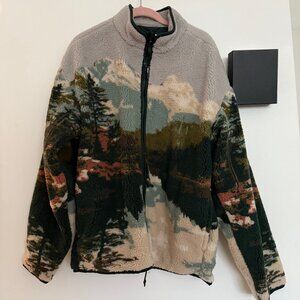 Adult Printed Landscape Zip-Up Fleece Jacket - Woolrich Tan,green, multicolor